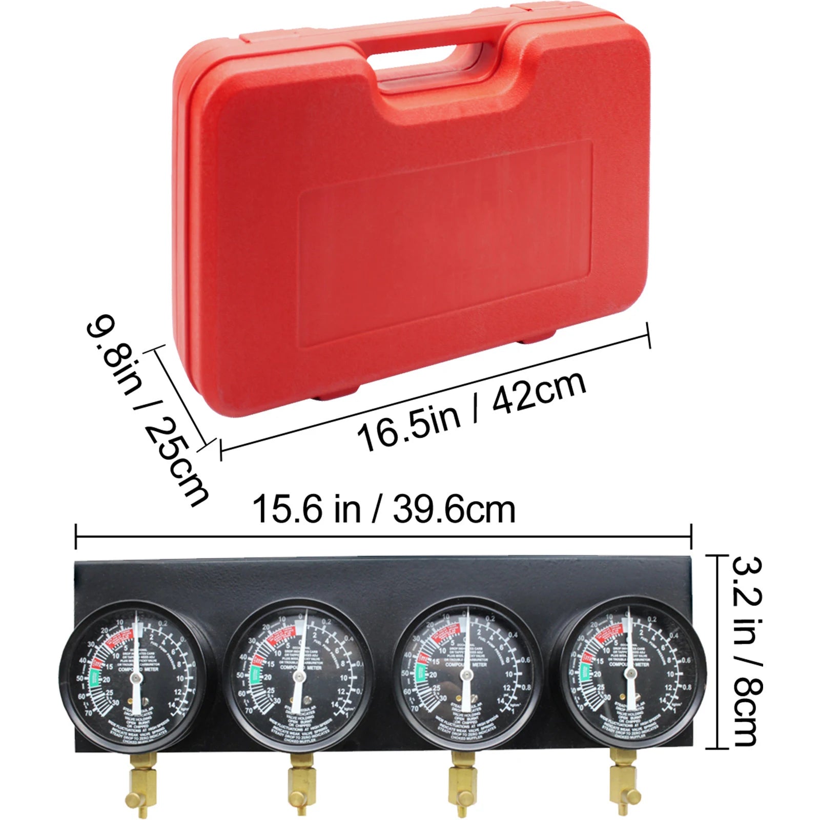 4-Gauge Carburetor Synchronizer Tool Kit with Hoses & Adapters