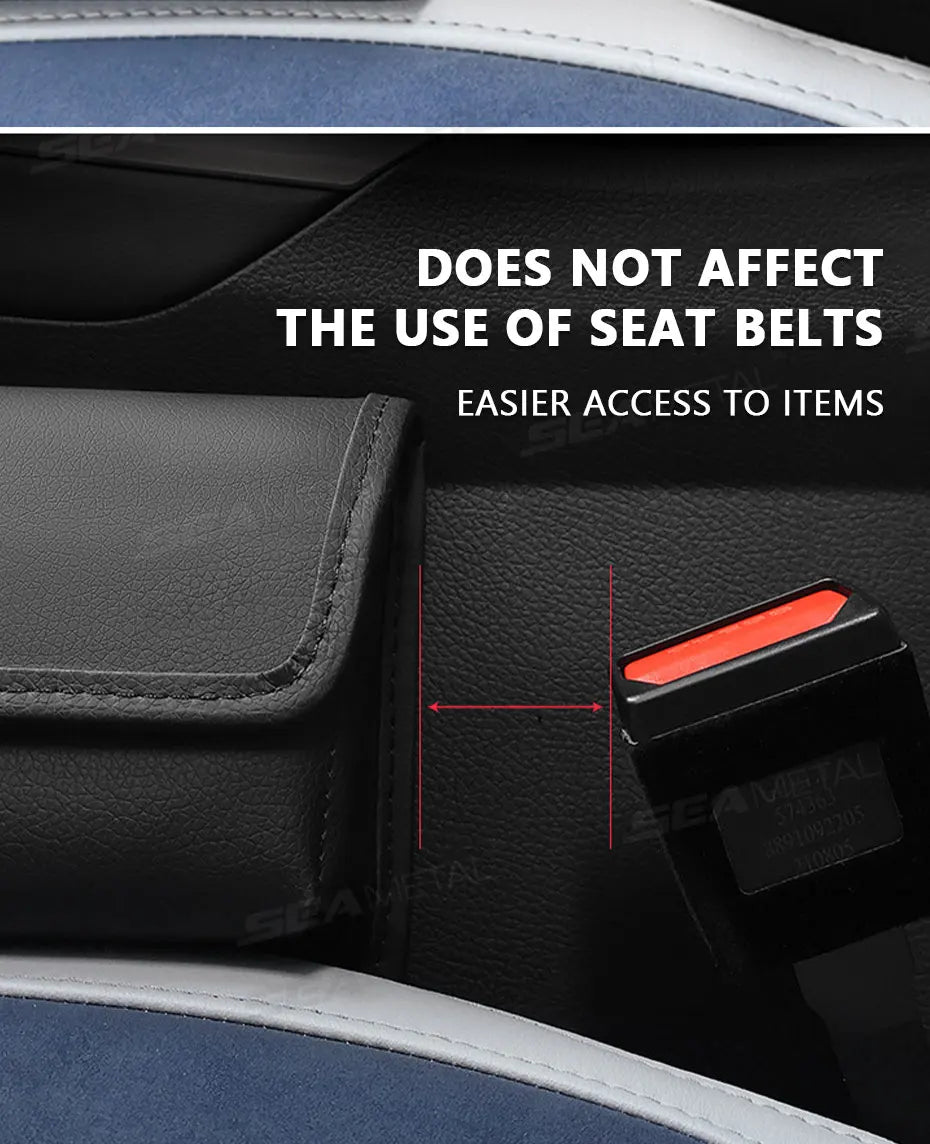 SEAMETAL Large-Capacity Car Storage Bag Magnetic Lid Car Center Console Seat Gap Organizer Universal Auto Seat Gap Filler Box