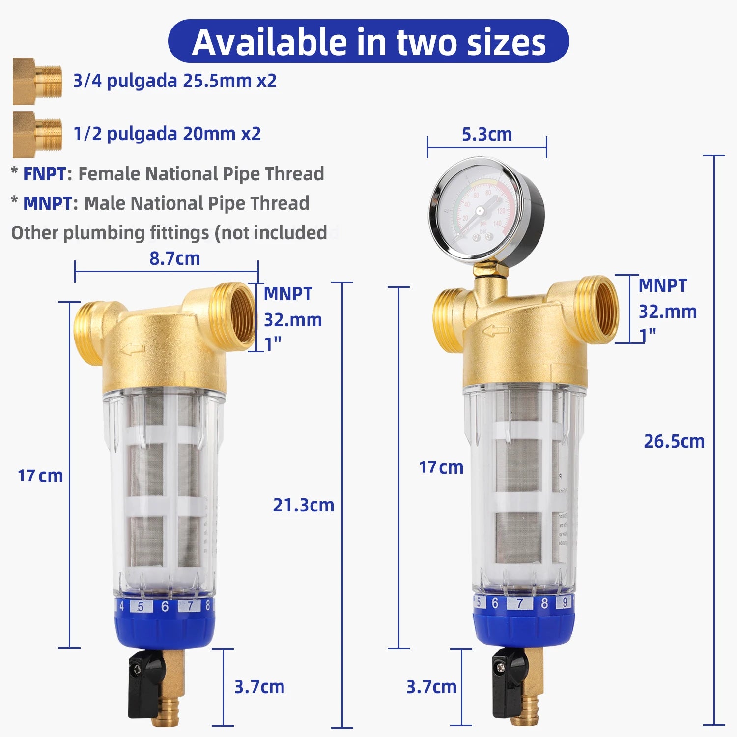 Whole House Spin Down Sediment Water Filter Pre-Filter System