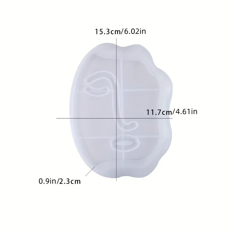 Moule en silicone pour plateau en résine à visage abstrait