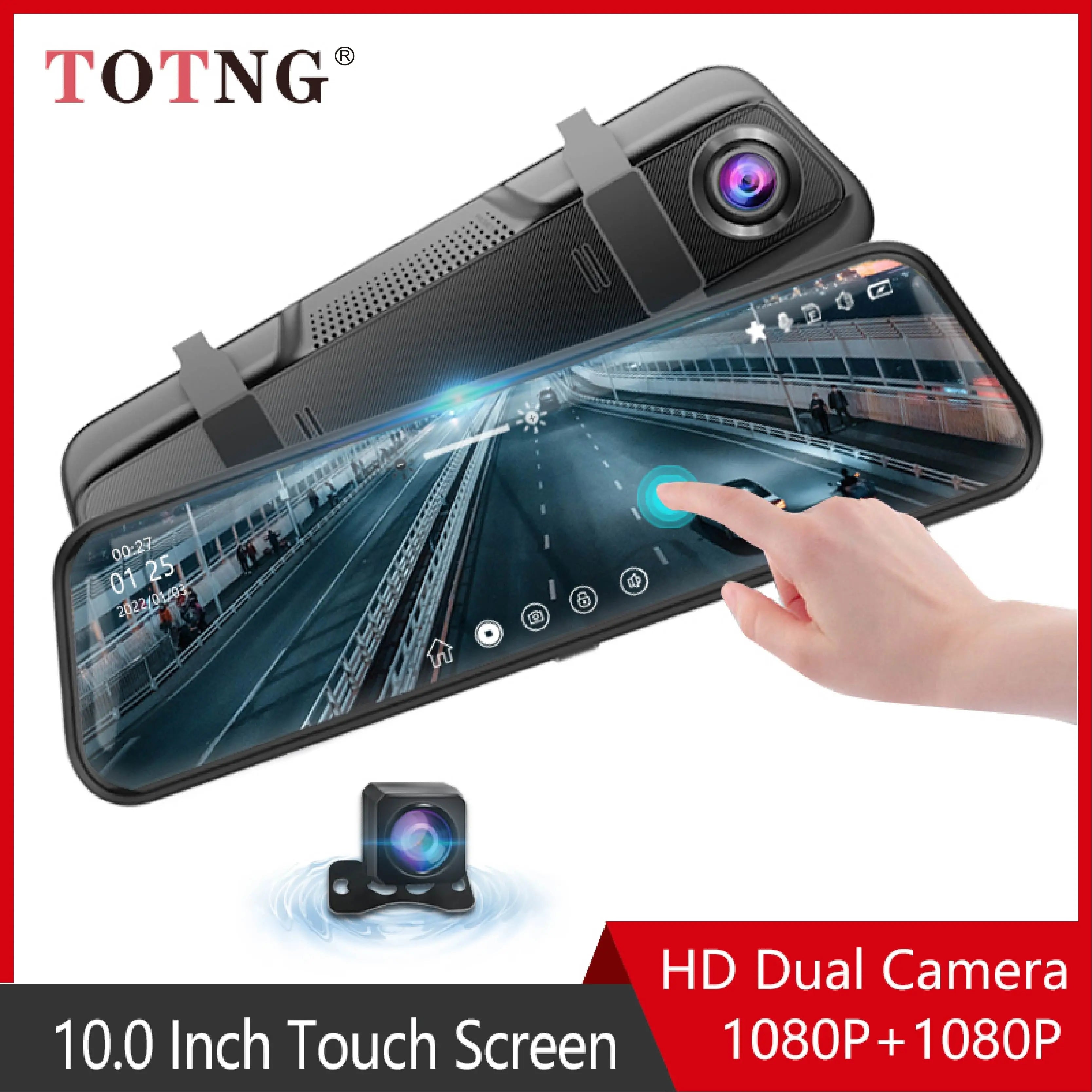 10-inch for Car Touch Screen Video Recorder Rearview mirror Dash Cam Front and Rear Camera Mirror DVR （Rear camera optional） 