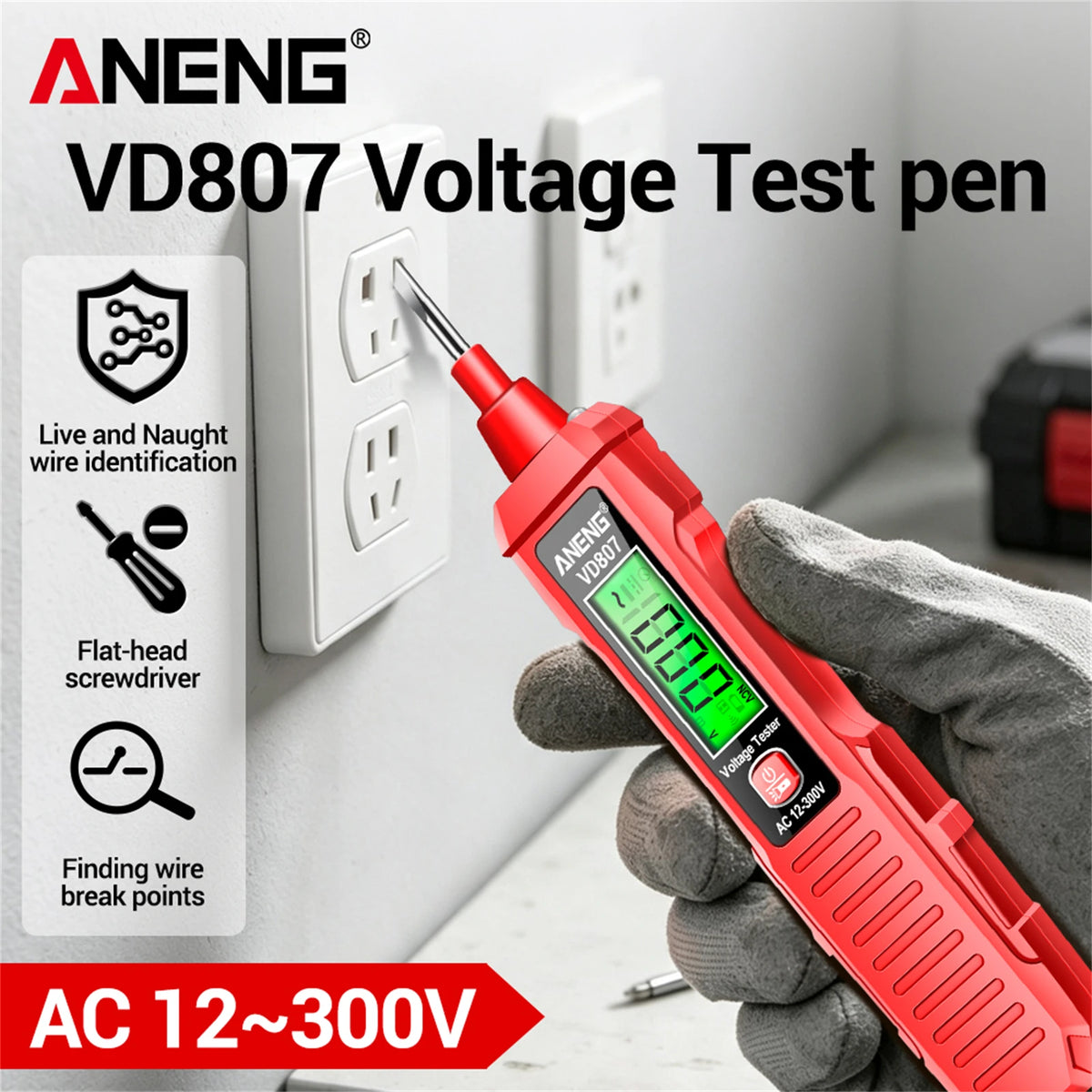 VD807 AC Voltage Tester Pen with LED Light