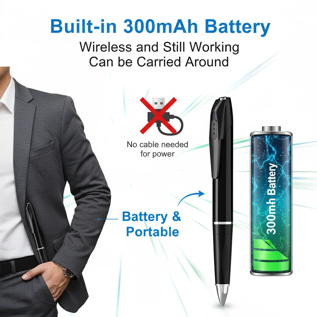 1080P WiFi Pen Camera with Motion Detection & Remote Viewing