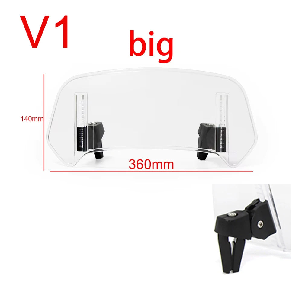 Universal Motorcycle Windshield Extension Adjustable Spoiler Clamp-On Windscreen Deflector For BMW KAWASAKI YAMAHA HONDA SUZUKI 