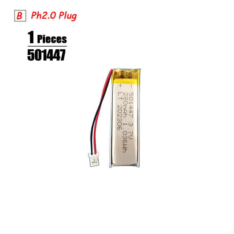3.7V Lipo Battery Ph2.0 Plug Rechargeable Lithium Battery 3.7V For PS4 Humidifiers GPS Navigation  Bluetooth Speaker MP3 MP4 