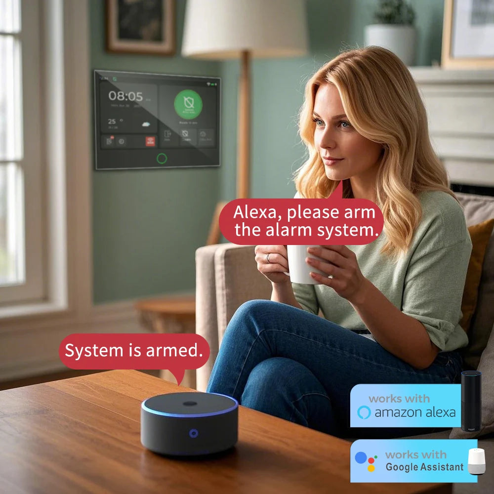 Tugard Bežični kućni sigurnosni alarm sustav 4G, WiFi GSM, 7-inčni IPS zaslon u boji, Tuya Smart App daljinsko upravljanje, kućni anti-kradni sigurnosni sustav
