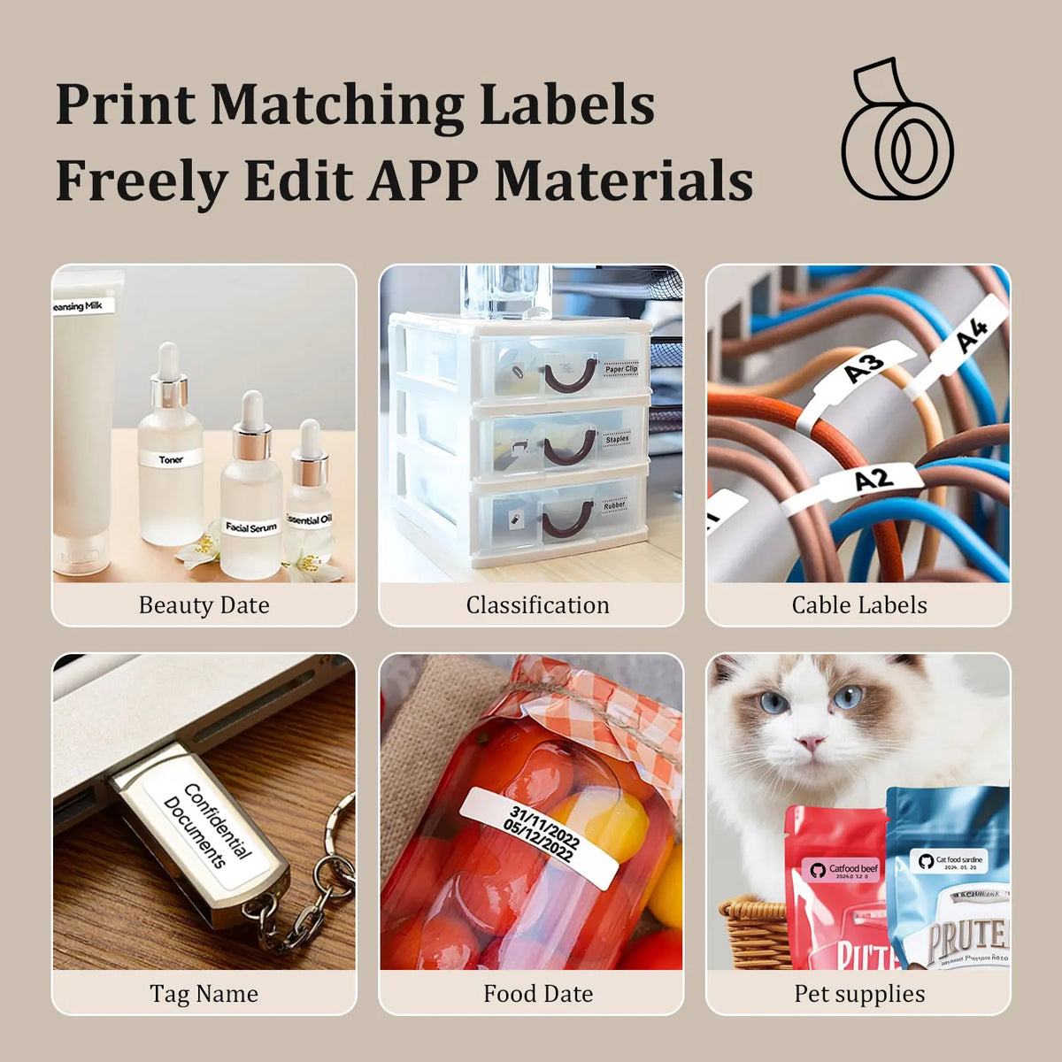 Thermal Label Printer Similar Labeling Machine Wireless Bluetooth Label Maker With Label Sticker