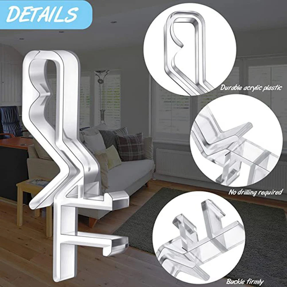 24 clipes transparentes para cortinados com calha oculta