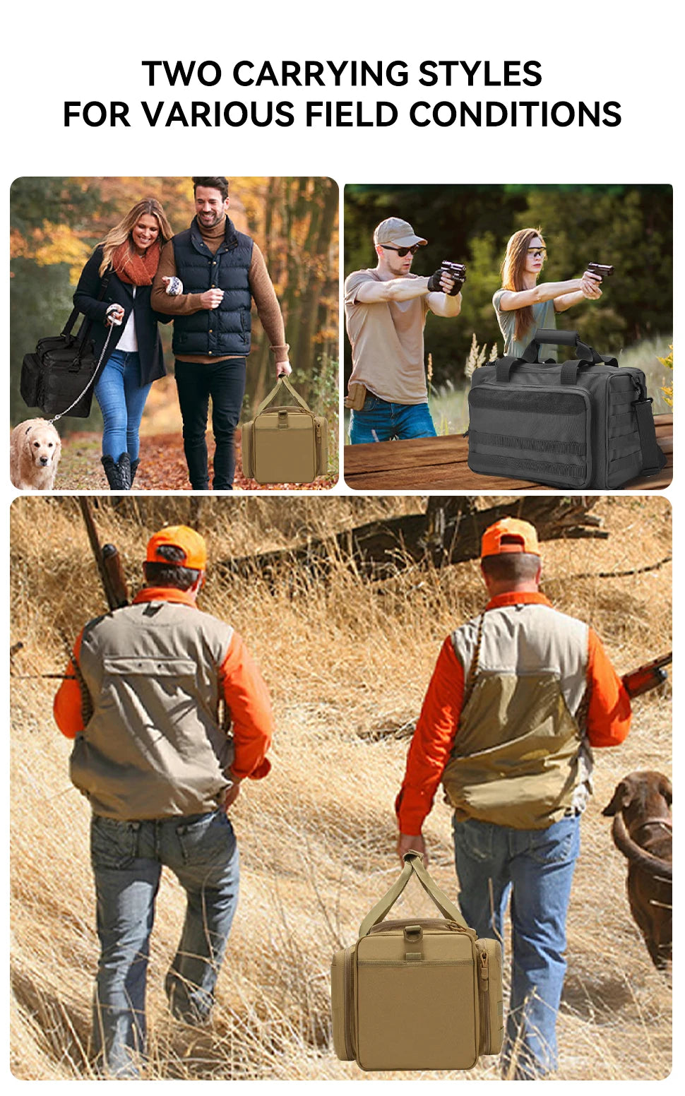 Tactical Gun Range Bag with Padded Compartments