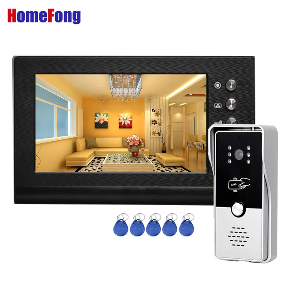 Homefong 7 Inch RFID Home Intercom Video Door Phone Doorbell with Camera Door Access Control Multiple Monitors Unlock Gate Spy-shop.com