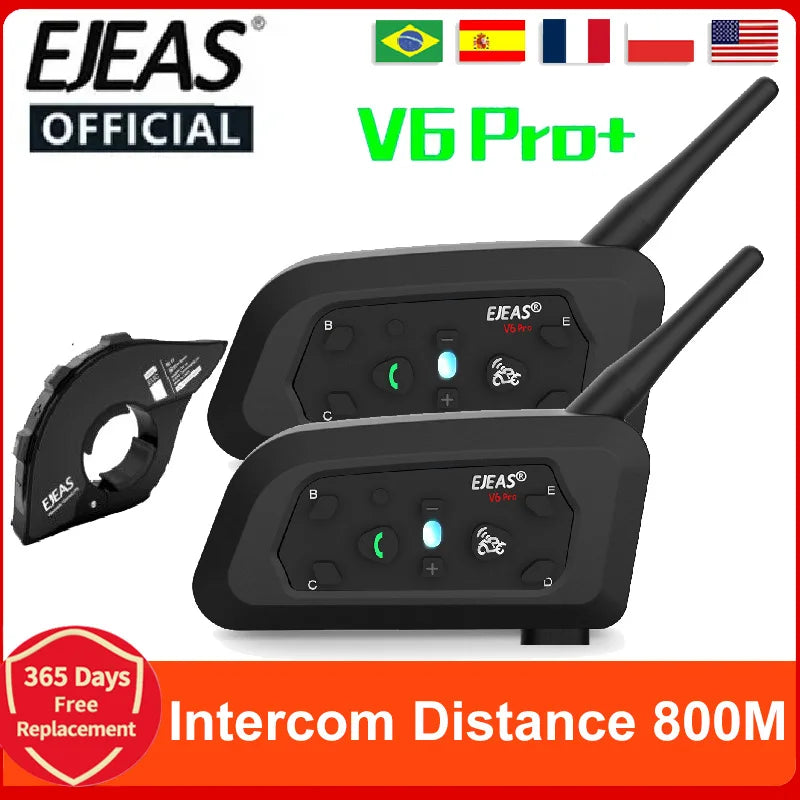 V6 Pro+ Motorcykelhjälm Bluetooth Intercom