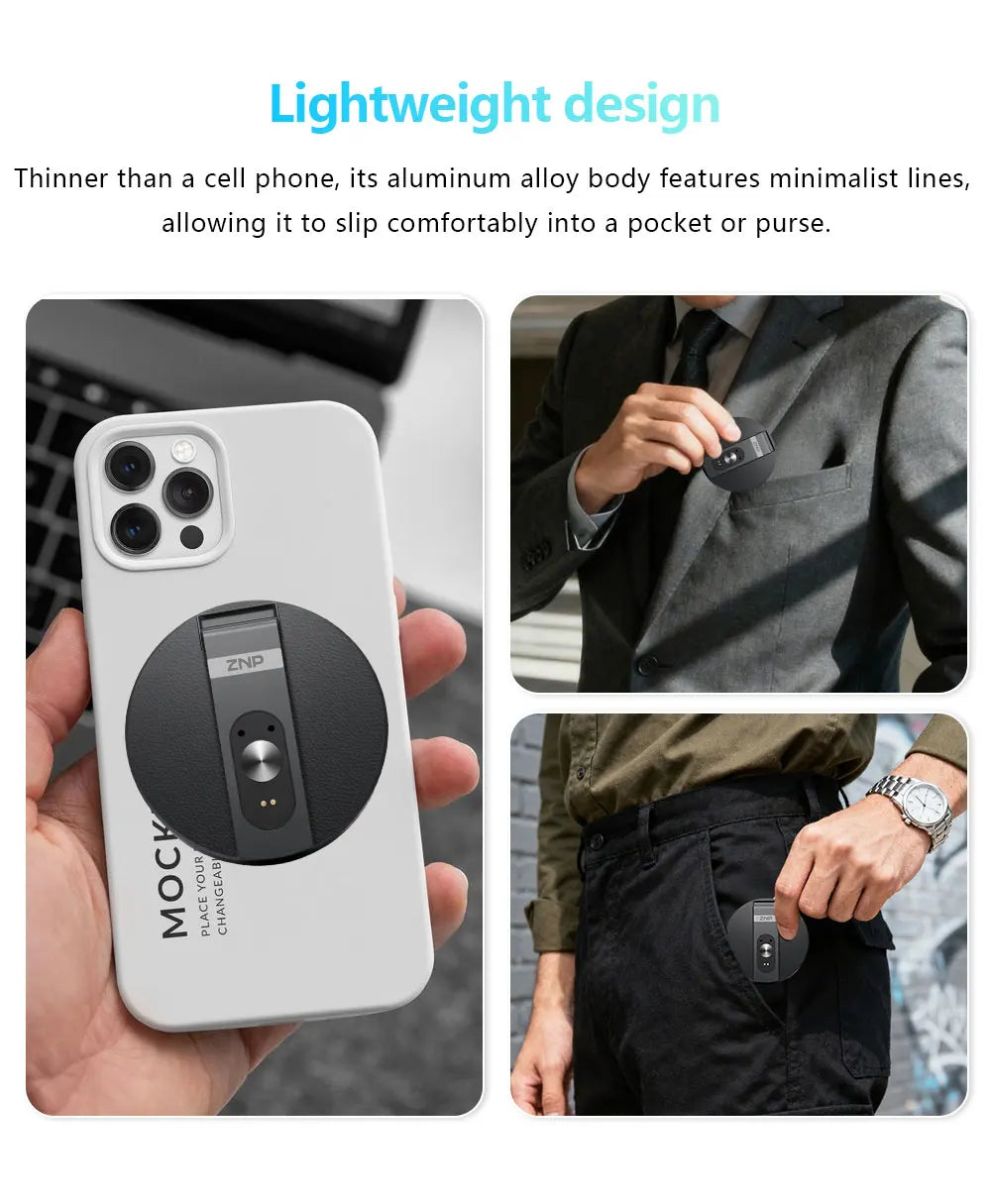 ZNP Ultra-thin AI Voice Translator Instant Professional Portable Wireless Magnetic Foldable Phone Stand 50Hrs Playback ForOffice