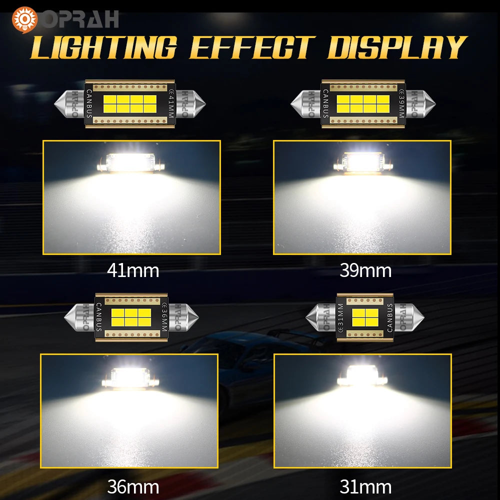 Oprah 2/10 unidades LED C5W C10W Festão Luzes para Carro Canbus 31/36/39/41mm Acessórios para Camioneta e Carro Lâmpada para Placa de Matrícula Lâmpada de Leitura 12V 24V
