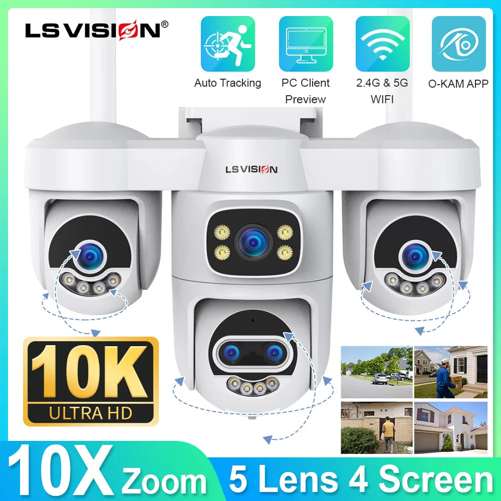 Four-Screen 10X Zoom PTZ WiFi Surveillance Camera