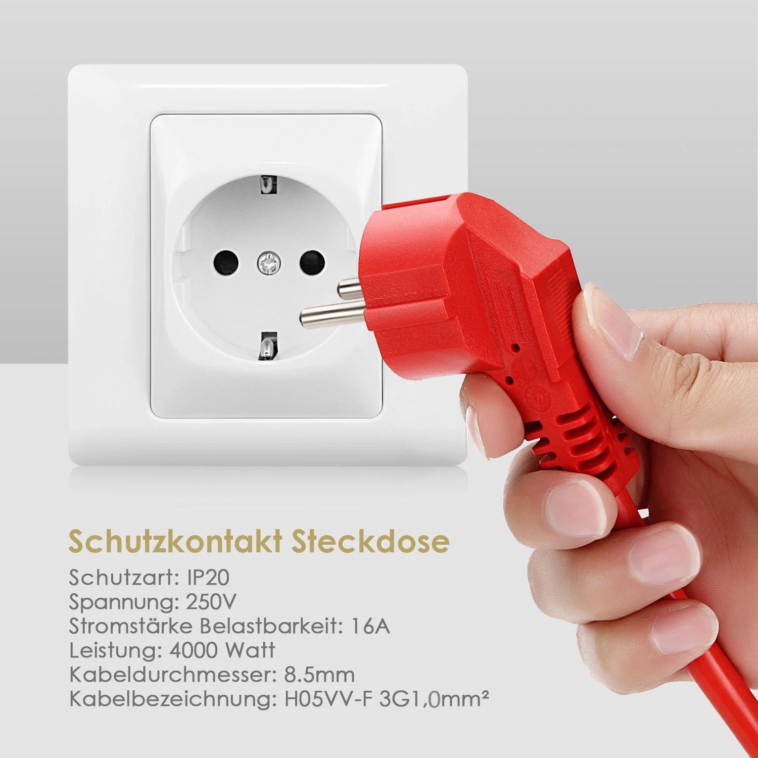 Power Strip Extension Cord 5/10/20m Cable 16A EU Outlets 4000w Electric Schuko 1.0mm Red Indoor Outdoor Plug Sockets Engineering 