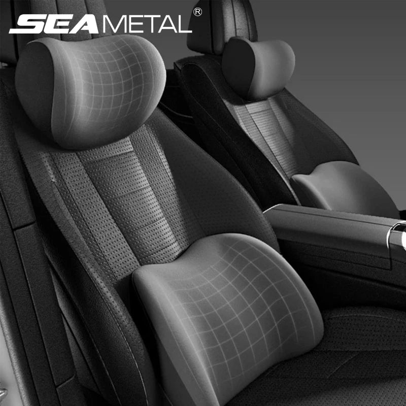 SEAMETAL Memory Foam Car Neck Pillow Lumbar Support Cushion Ergonomics Headrest Pillow Breathable Washable Cover Reduce Soreness