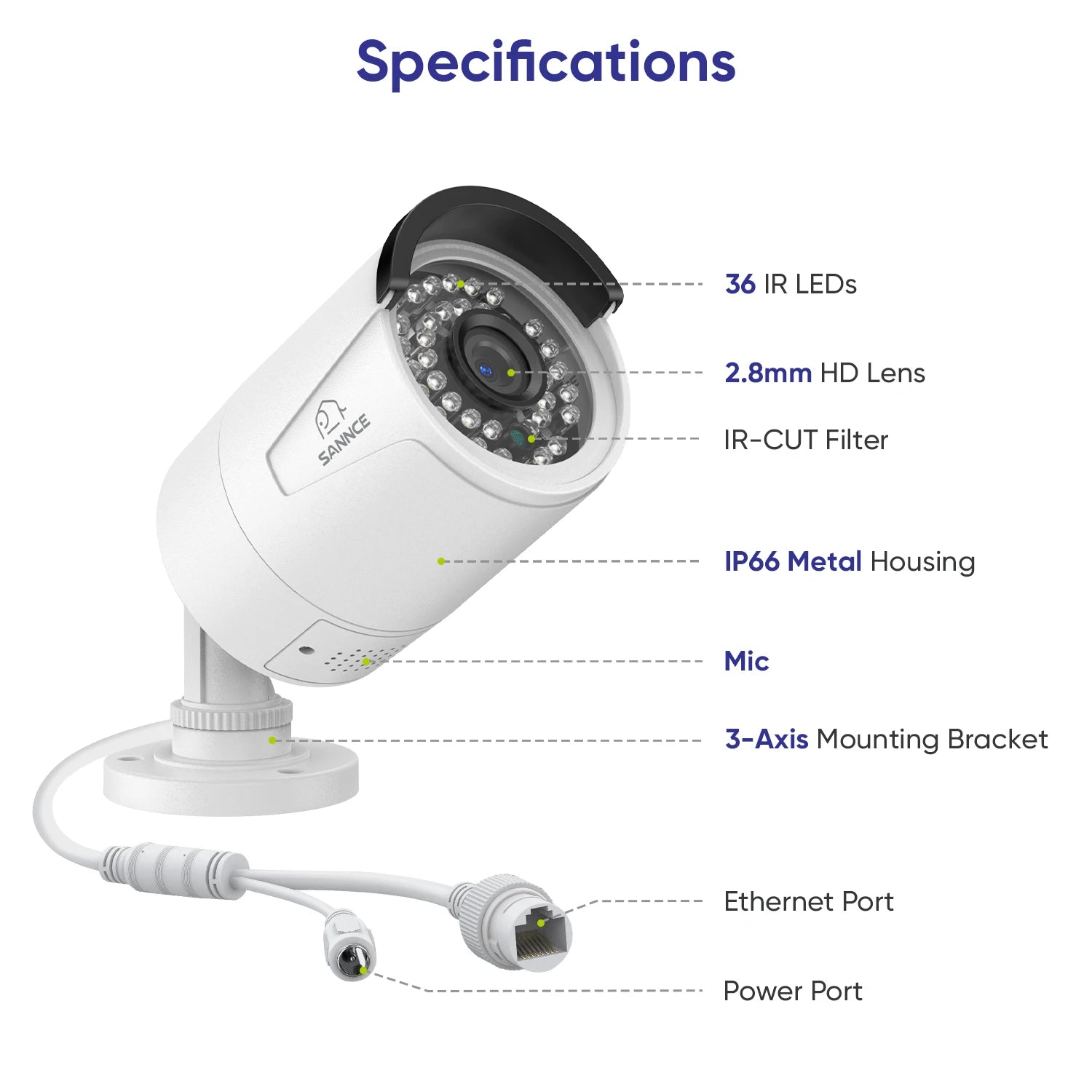 SANNCE 4K 8MP PoE IP Security Camera 2-Pack, Weatherproof