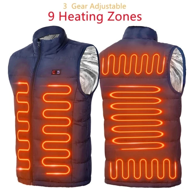 9 Heated Vest Zones Electric Heated Jackets Men Women Sportswear Heated Coat Graphene Heat Coat USB Heating Jacket For Camping 