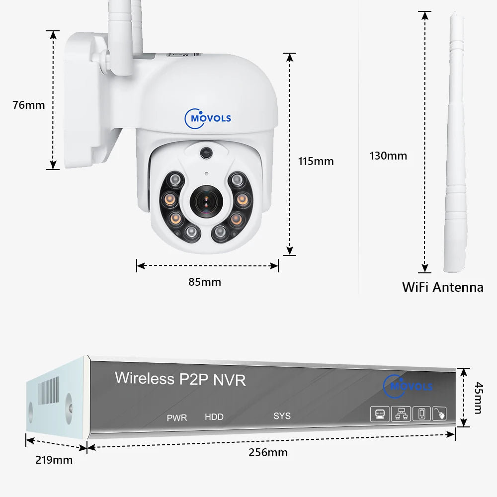 Wireless CCTV System PTZ Security Camera Kit with Two-Way Audio