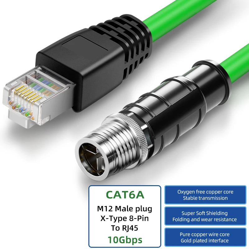 Cavo M12 a RJ45 IP67 Impermeabile, Alta Flessibilità, schermato STP M12 a RJ45 Cavo Ethernet Industriale per EtherCAT/Profinet/IIoT