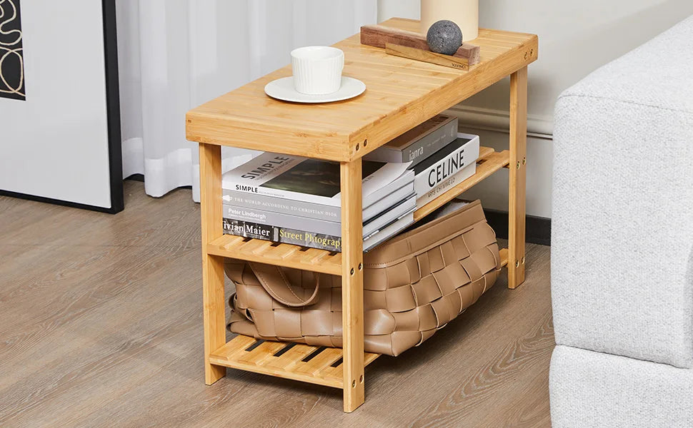 3-Tier Bamboo Shoe Rack Bench with Storage Holds 286 lb