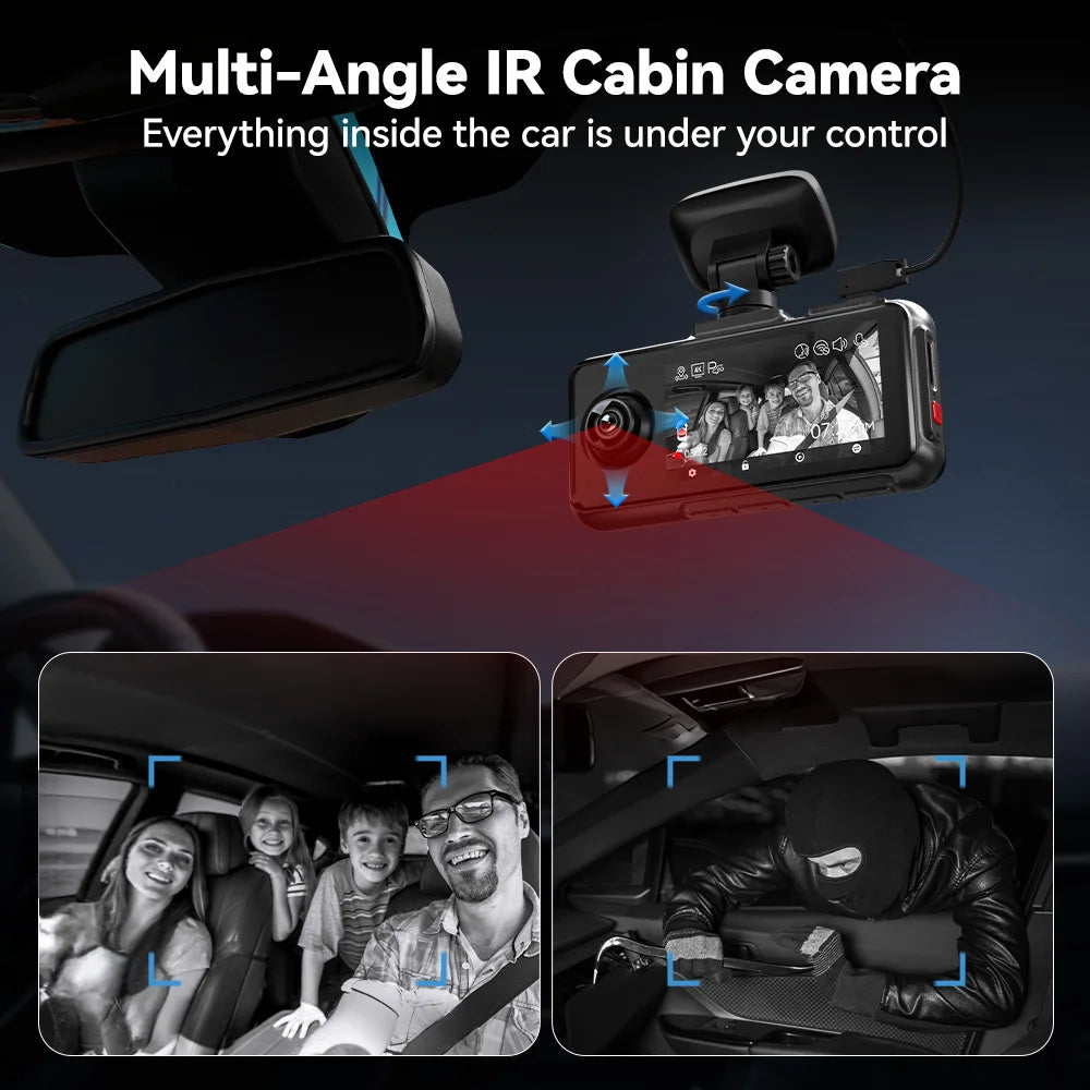 REDTIGER A6 4K 3-Channel Dash Cam with GPS and WiFi