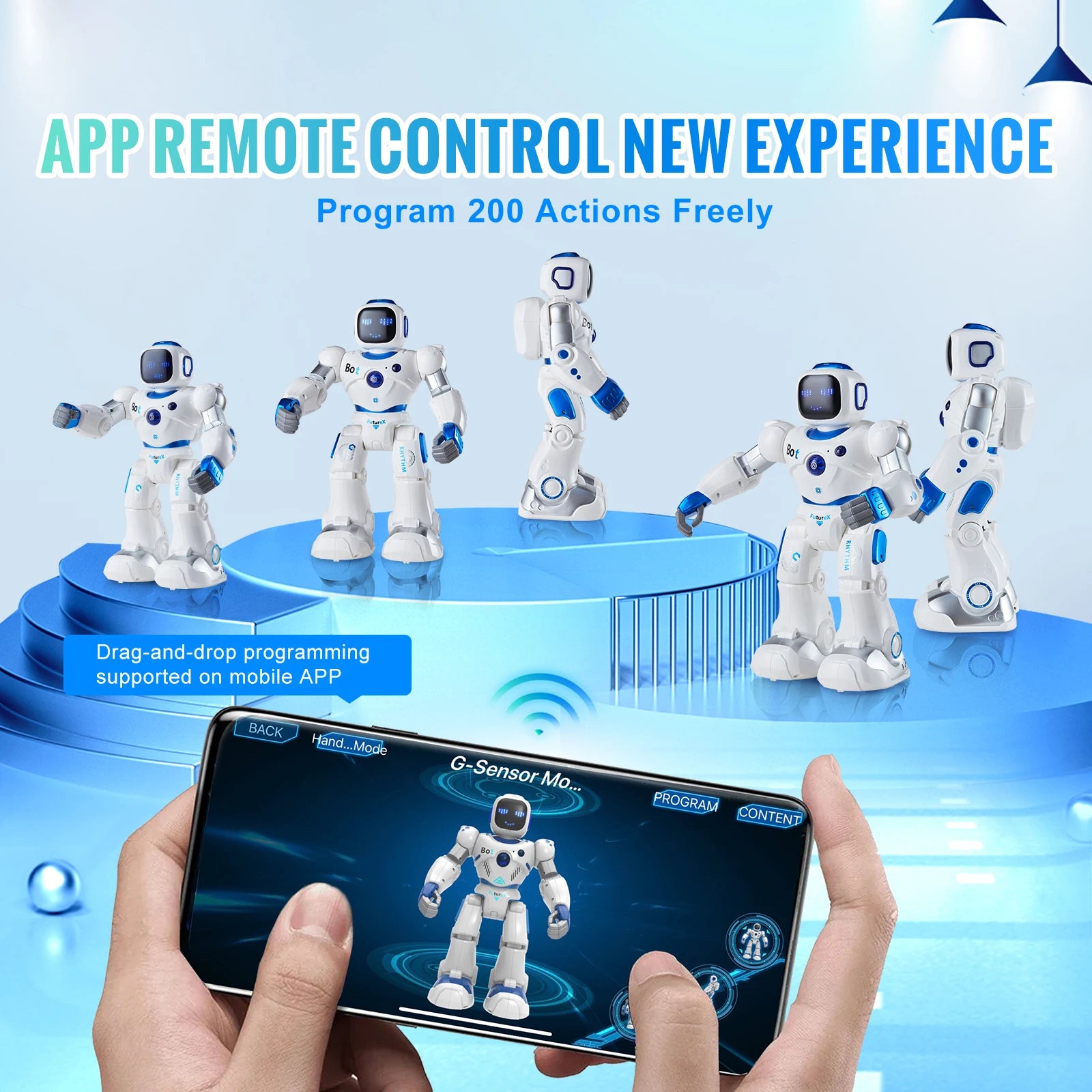 Inteligentná RC robotická hračka s ovládaním cez aplikáciu, hlasovými príkazmi a programovaním