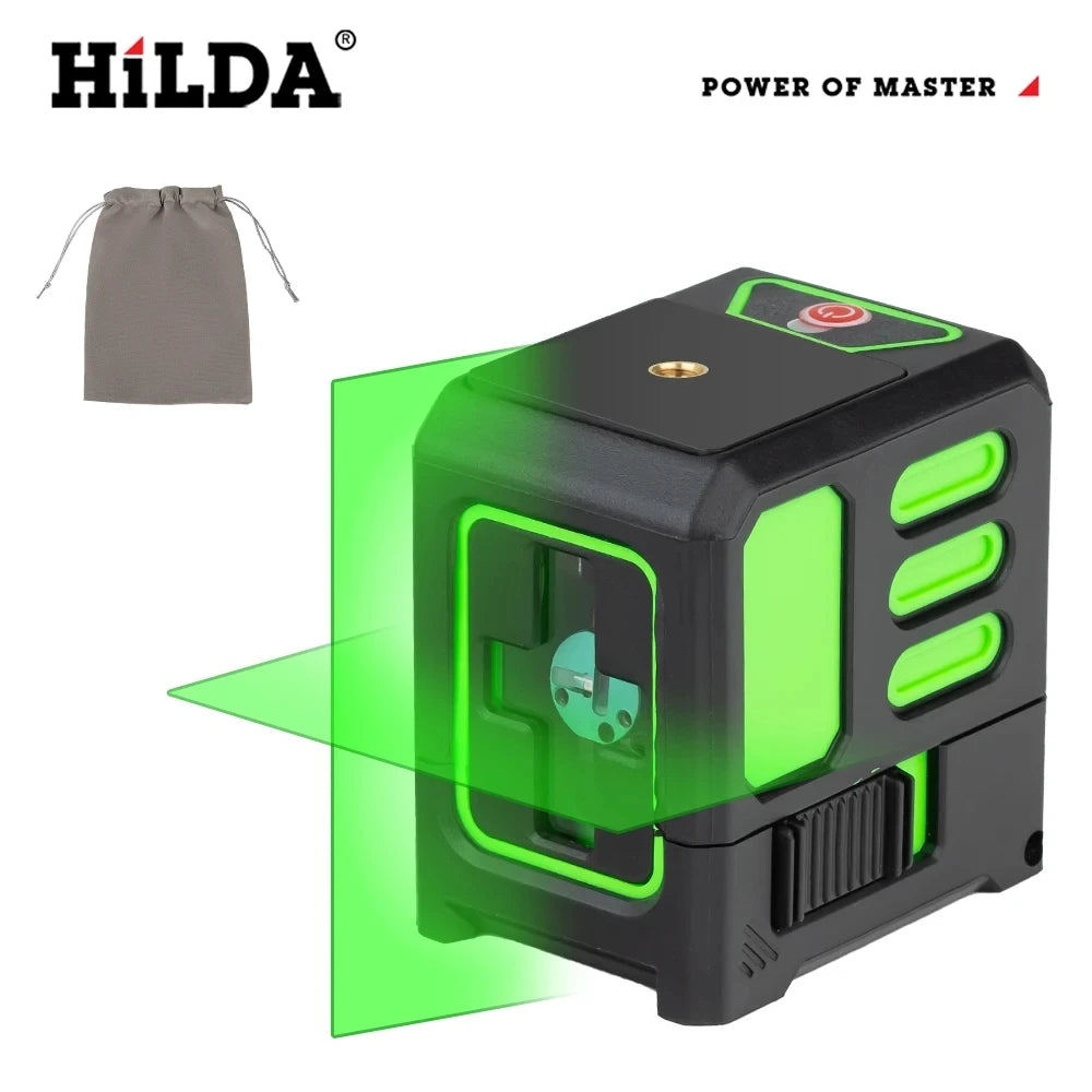 HILDA Laser Level 2 lines/5 Lines 360 Automatic Leveling Level Construction Tool Equipment Green Light Cross Laser Good Gift 