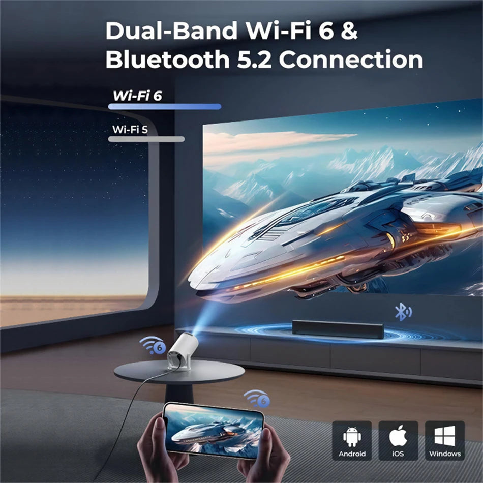 2026 Νέο HY300 Προβολέας 4K Android 11 Wifi6 290ANSI Allwinner H713 BT5.0 1080P 1280*720P Σινεμά Ουδέτερη φορητά Προβολείς Κήπος
