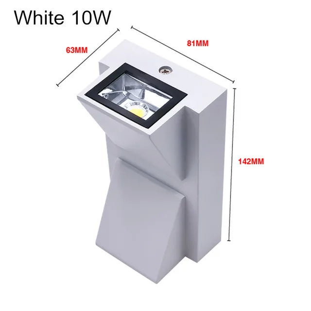 Candeeiro de parede LED para exterior IP65, 5W ou 10W, alumínio