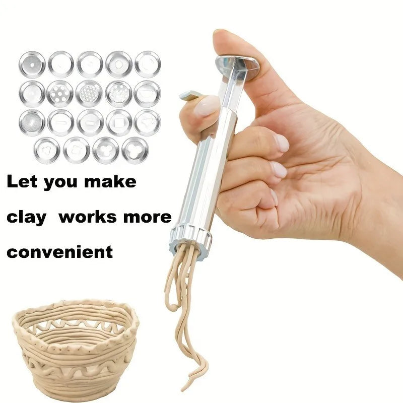 Stainless-Steel Clay Extruder with Shape Discs