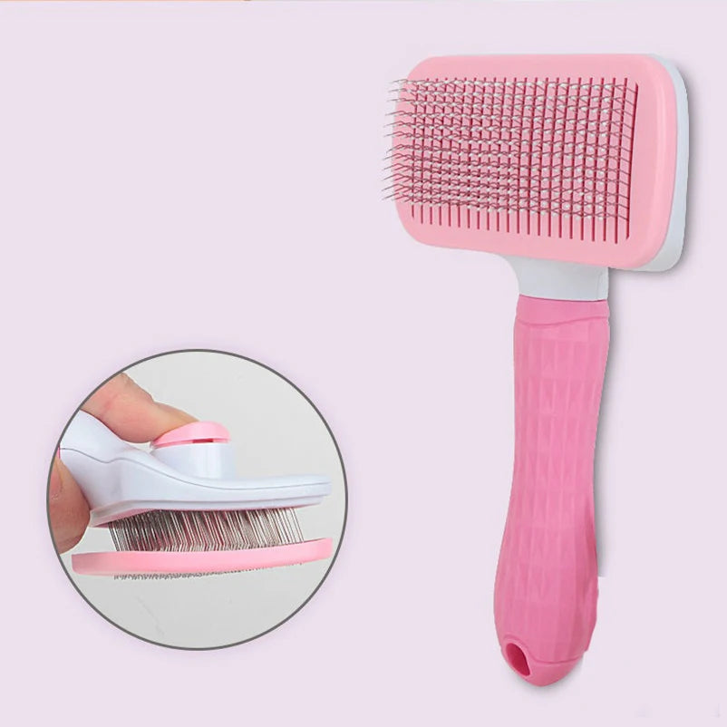 Pet Grooming Brush with Push-Button Hair Release