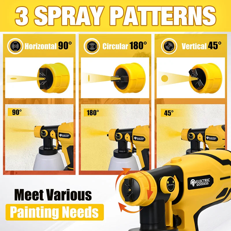 Cordless HVLP Paint Sprayer with 800ml Cup & 3 Spray Patterns