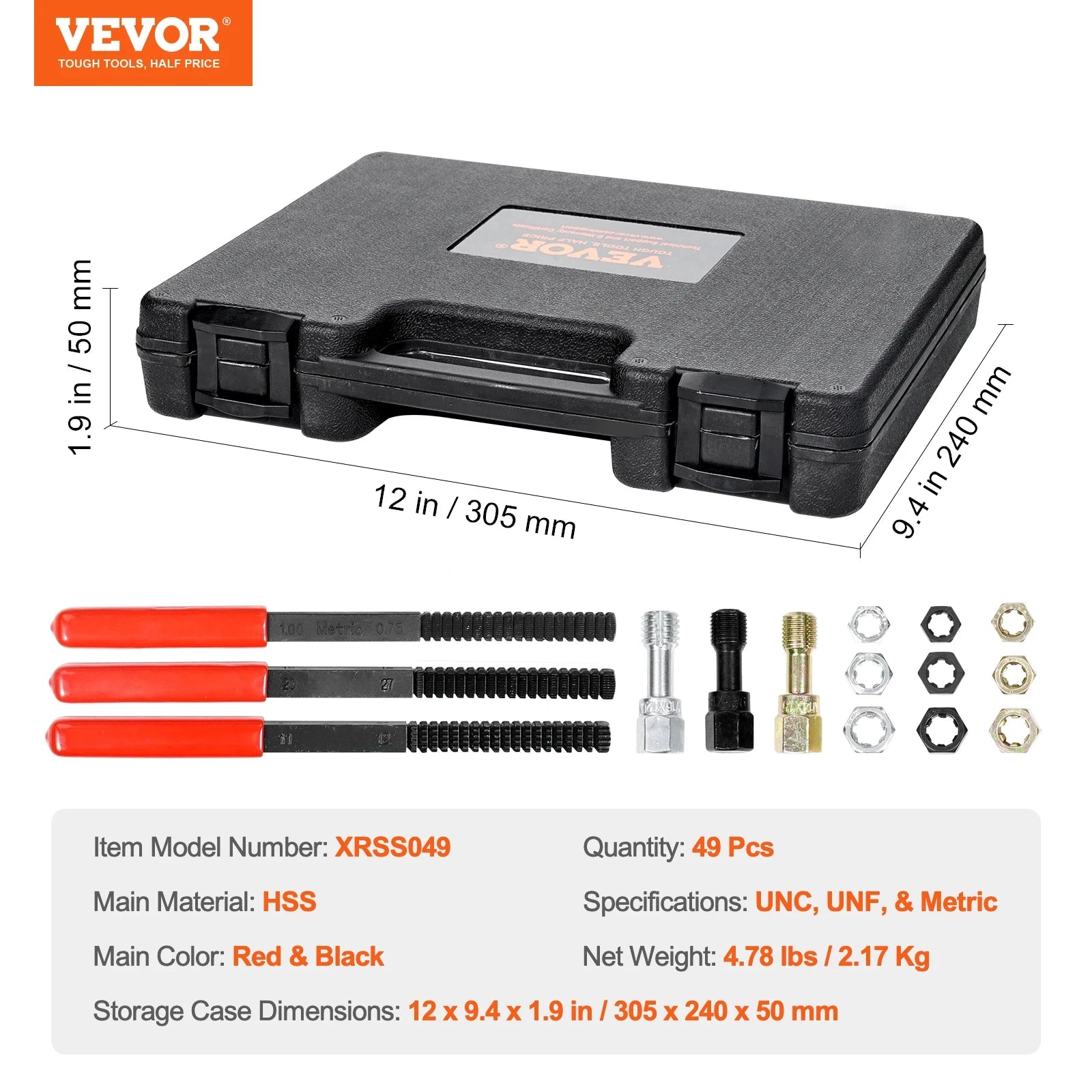 Thread Chaser Set UNC UNF Metric Rethreading Tool Kit with Case