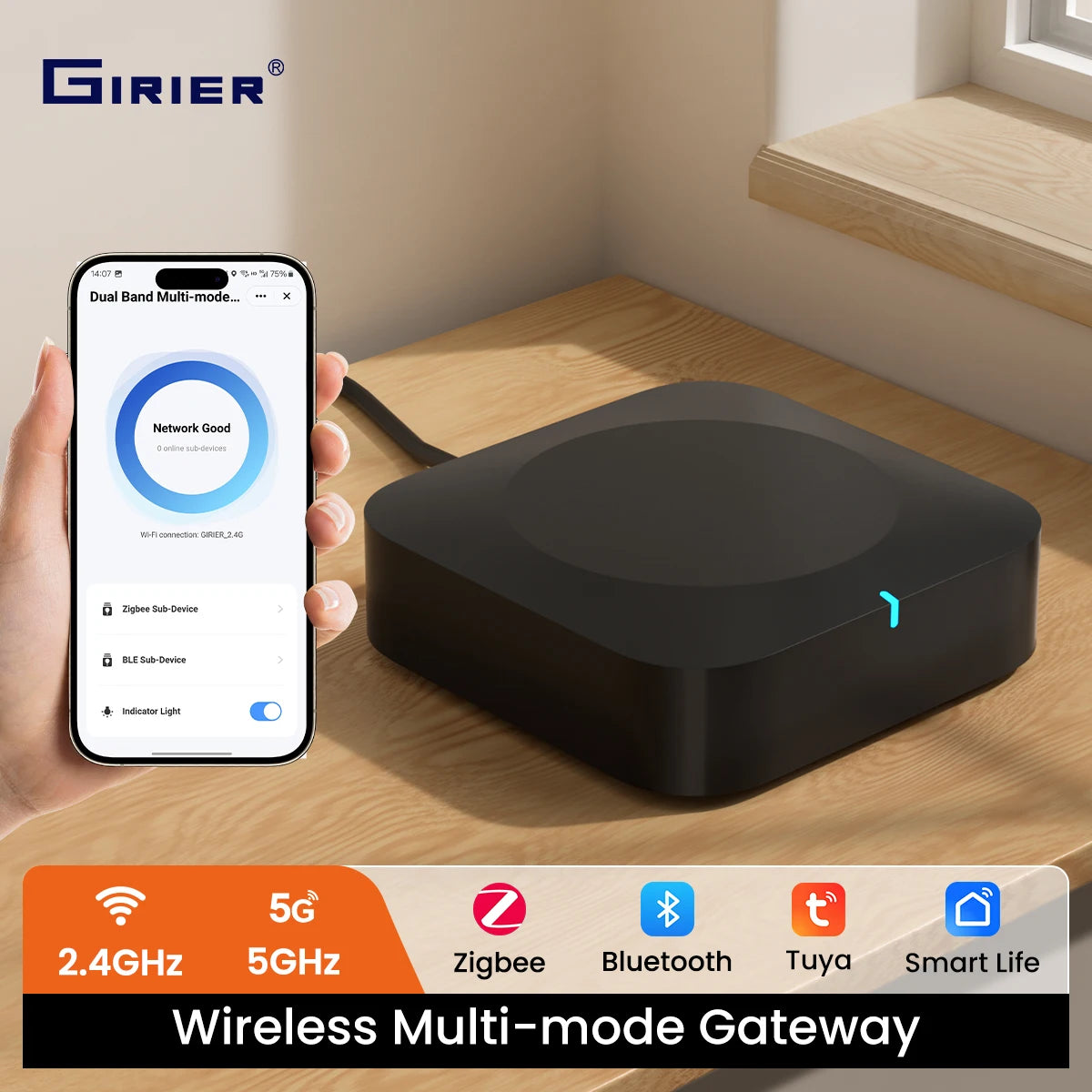 Passerelle intelligente multimode GIRIER Tuya ZigBee, hub 2,4G et 5G Bluetooth double bande, pont passerelle pour réseau maillé, domotique