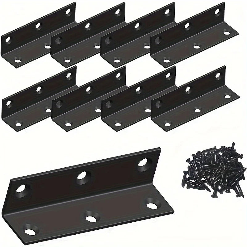 80mm Black L-Brackets, 8-Piece Option