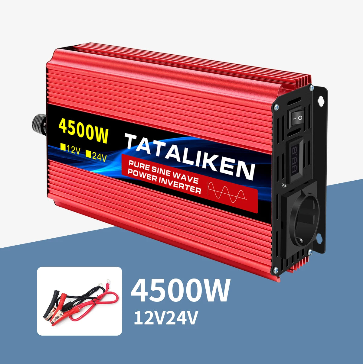 Inverter Pure Sine Wave  2500W/3500W/4500W/5000WDC 12V/24V to AC 220V 230V Voltage Transfer Converter Charging Adapter EU Socket