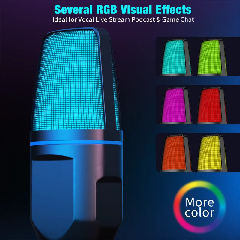 USB Condenser Microphone with RGB Lighting