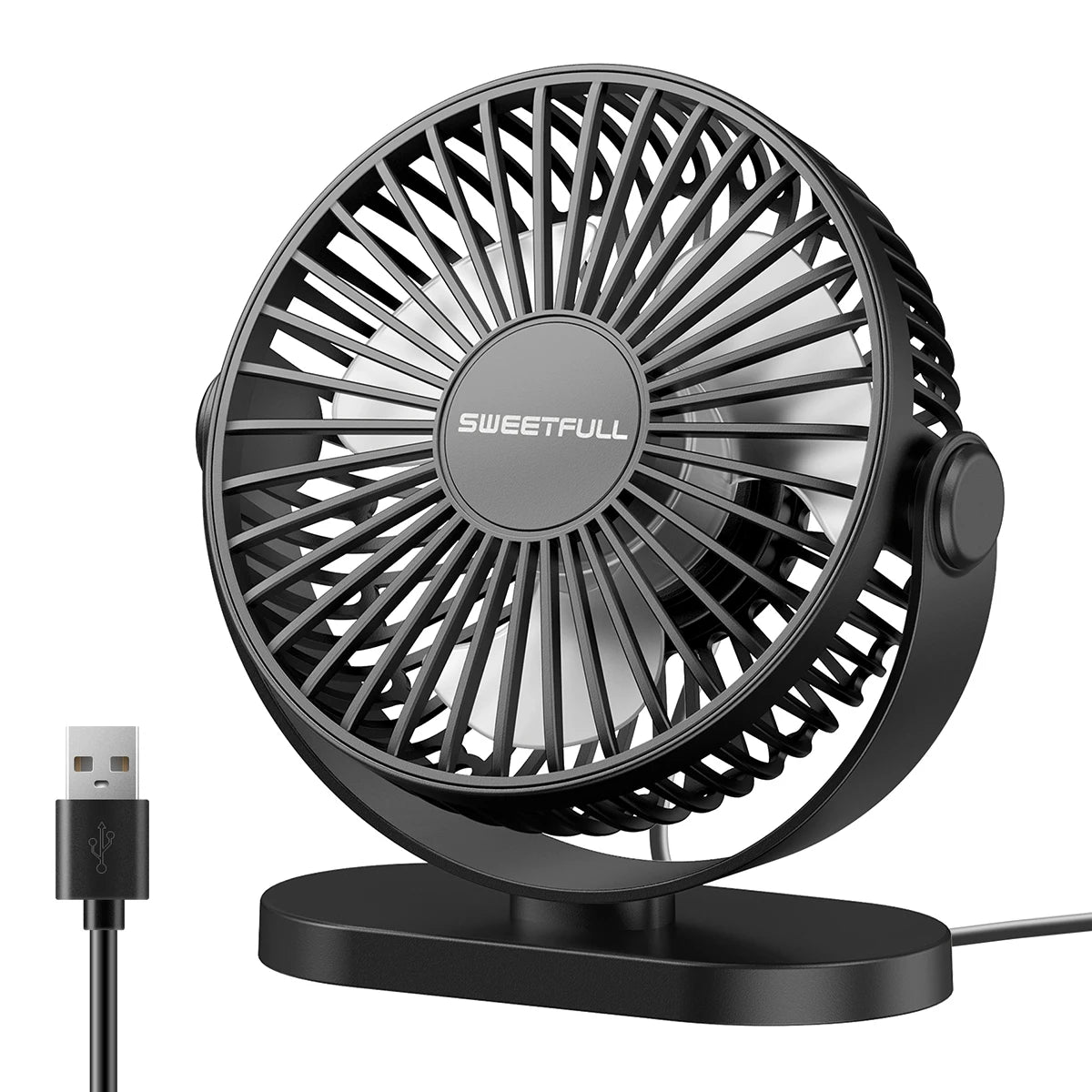 USB Desktop Wall Mounted Mini Fan, 3-Speed Quiet Cooling Fan