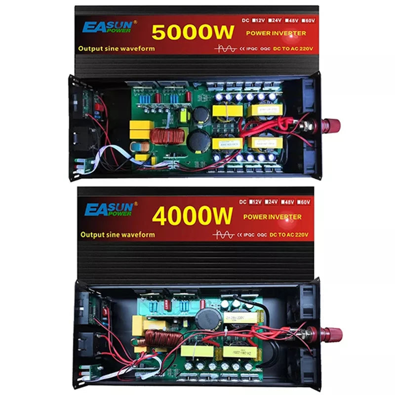 EASUN POWER 4000W 5000W Pure Sine Wave Power Car Inverter DC 12V 24V To AC 220V Portable Power Bank Converter Transformer