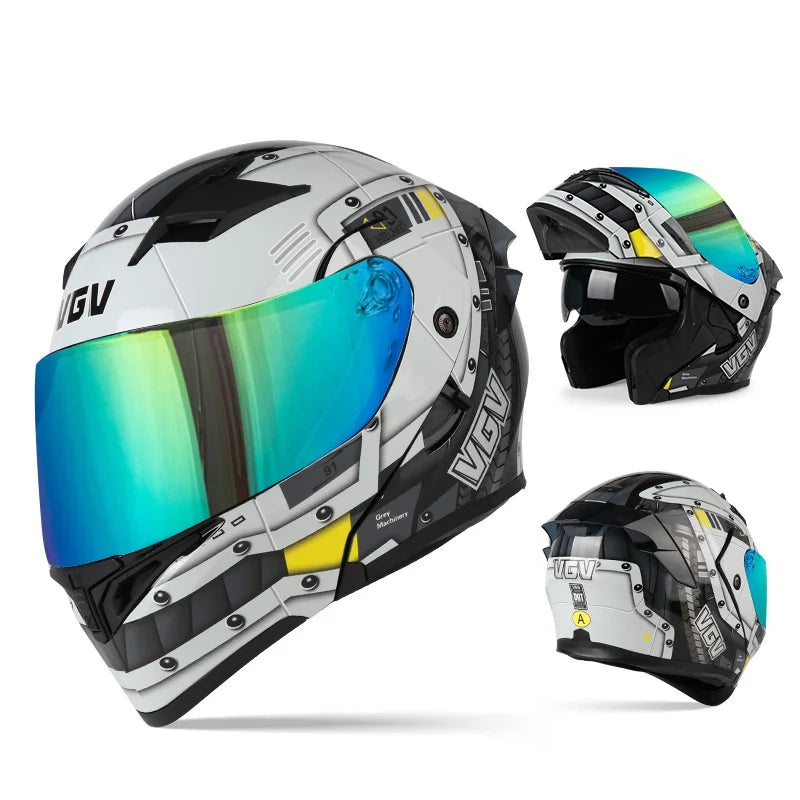 VGV 91 Flip Motorcycle Helmet, Dual-Lens, DOT Certified