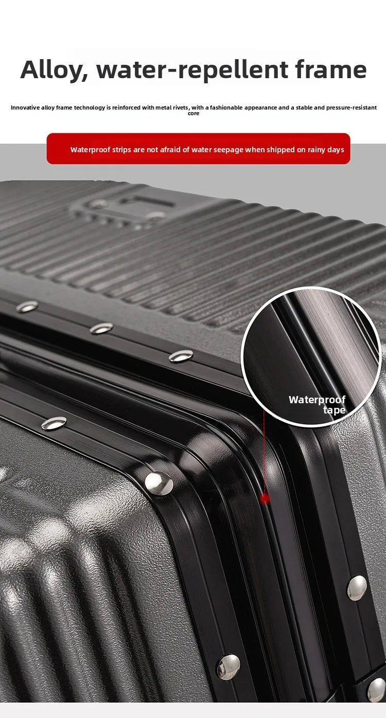 Aluminum Frame Suitcase with Silent All-Terrain Wheels and Cup Holder
