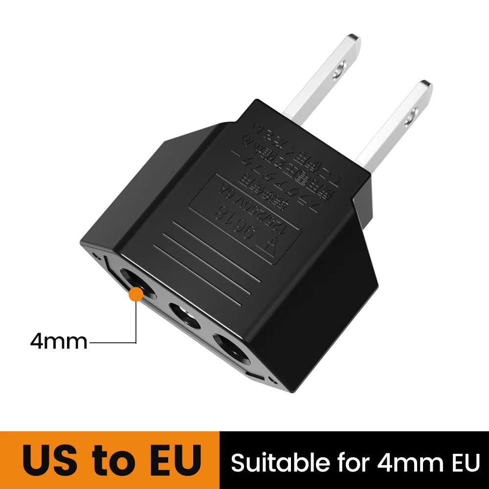 Elough 4.0mm US To EU Converter Plugs European EU To US America Travel Plug Adapter US to EU Power Adapter Electrical Plug 