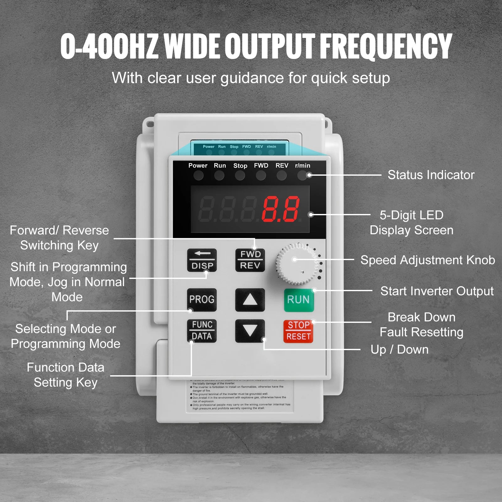 SucceBuy VFD 5HP4KW Singel Phase 220V-240V Input to 3 Phase 220V-240V Output Variable Frequency Drive for AC Motor Speed Control