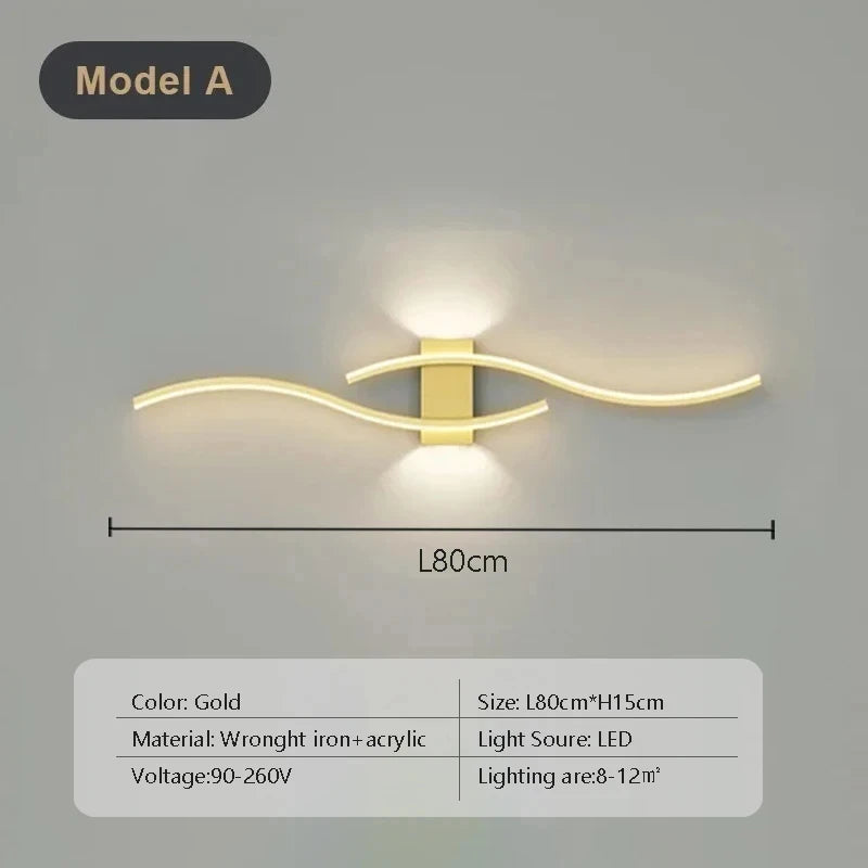 Slank LED-vegglampe, 60 eller 80 cm