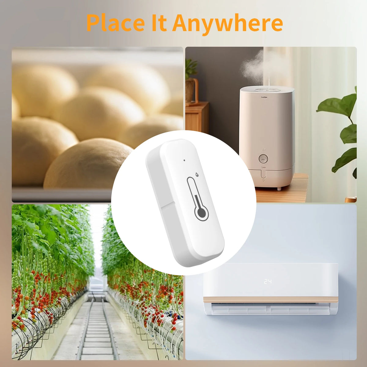 Tuya Temperature and Humidity Sensor with Wi-Fi and Bluetooth Connectivity, Temperature Monitoring and Smart Integration
