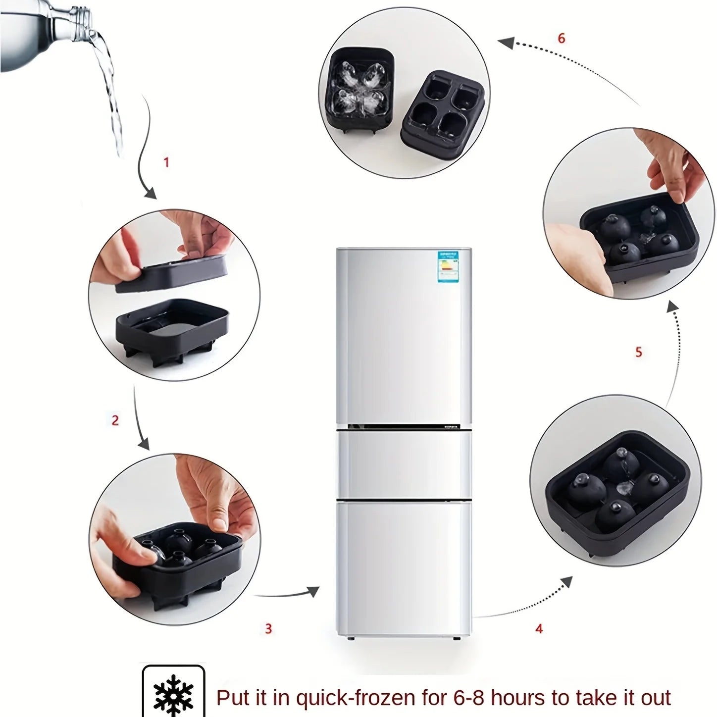 Skull Ice Ball Mold Silicone 3D Flexible Ice Cube Trays BPA Free Ice Trays For Freezer Horror Skull Head Cocktail Ice Ball Maker 