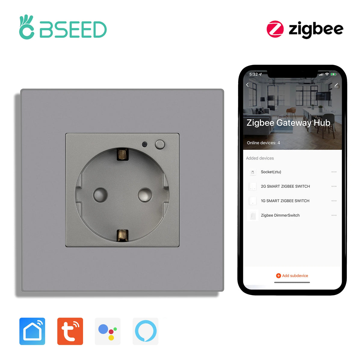  Enchufe inteligente Zigbee de pared – simple, doble o triple