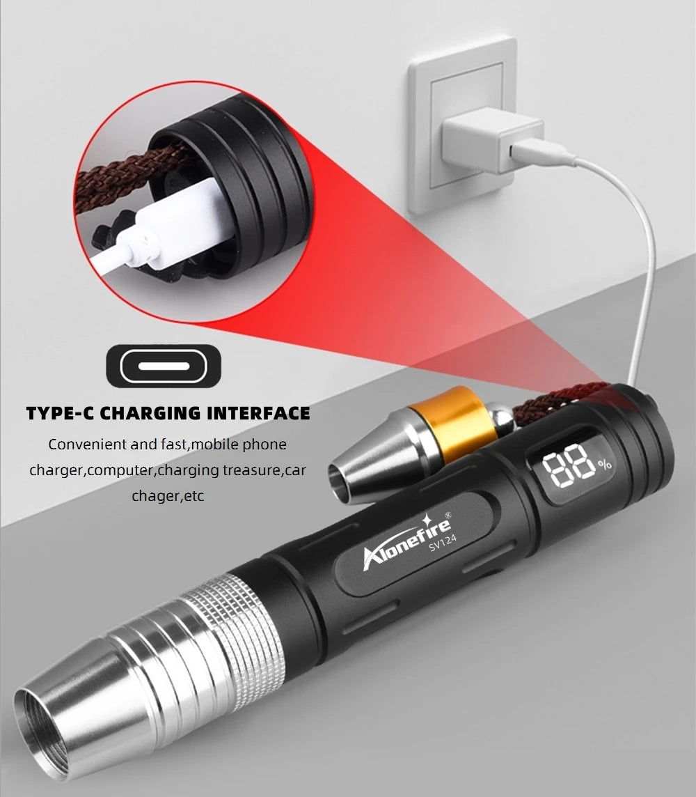 4-v-1 detektor nefritu, svetlo UV 365 nm, nabíjateľná baterka