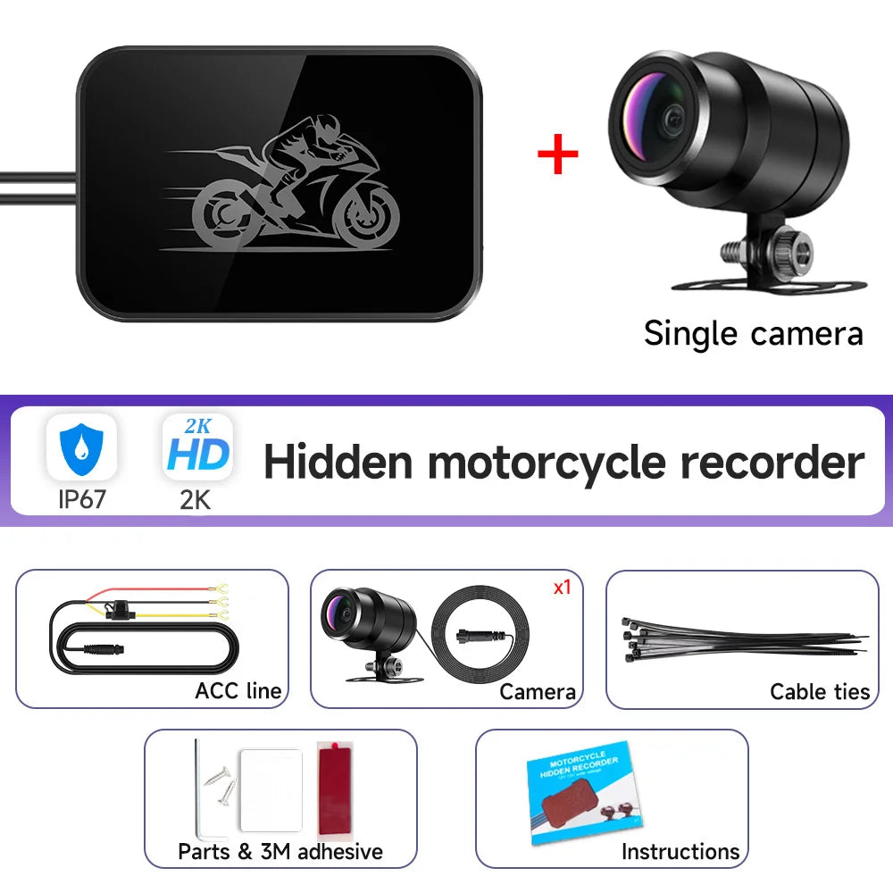 Dual 1080P Motorcycle Dash Cam Waterproof WiFi Front Rear Recorder